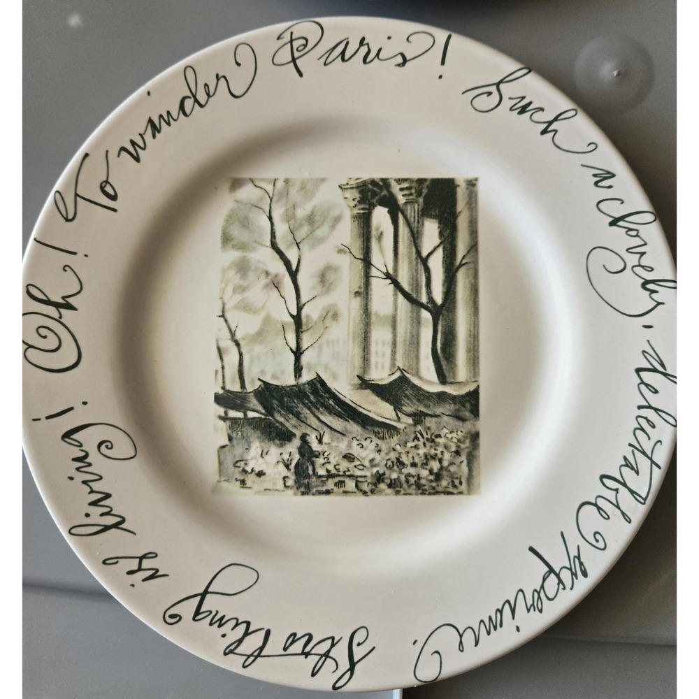 Rosanna For World Market Paris Salad Plates Set 4 Eiffel Tower French Script - Picture 7 of 8